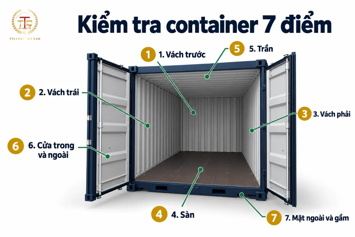 Sơ đồ 7 điểm kiểm tra container rỗng trước khi đóng hàng theo C-TPAT