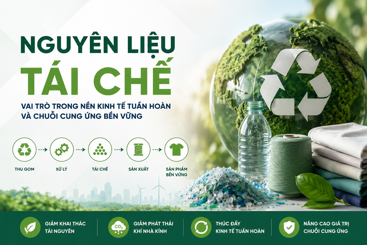 Nguyên liệu tái chế là gì? Vai trò trong nền kinh tế tuần hoàn và chuỗi cung ứng bền vững